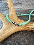 Meranda Thompson Mine #8 Turquoise Necklace With Navajo Peals